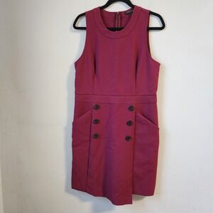 Banana Republic Petite 12 Maroon‎ Sleeveless Button Detail Career Dress